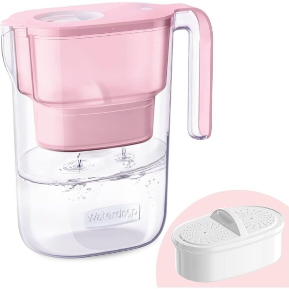 New Water Filter Pitcher, 7-Cup Capacity, Reduces PFOA/PFOS, Chlorine, Pink